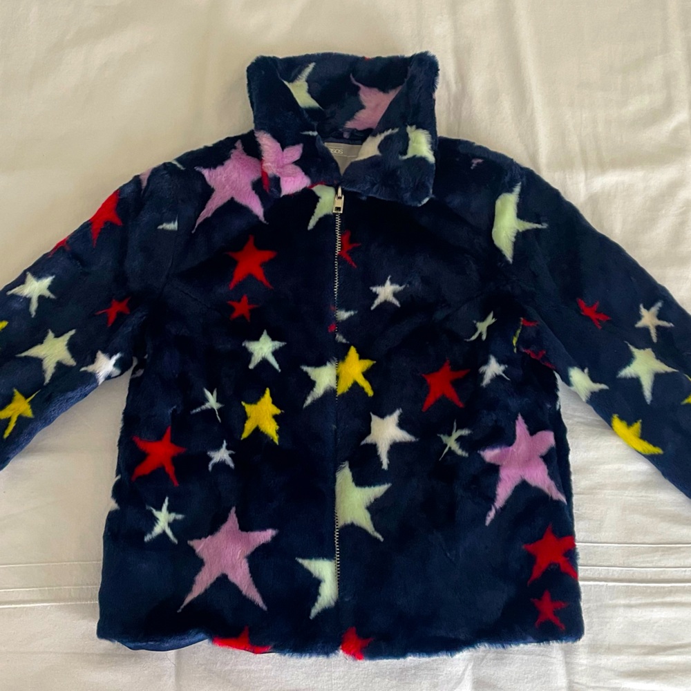 Stars faux fur jacket